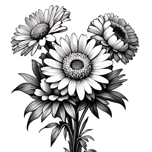 Aster And Marigold Flowers In A Bouquet