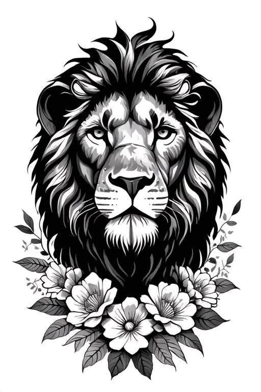 Lion And Floral Design