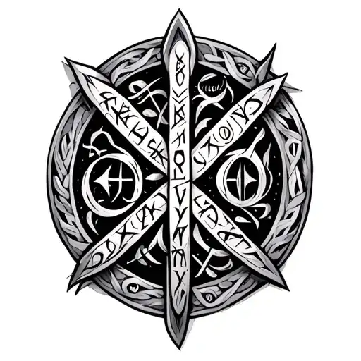 Old Norse Runes Hugin Y My