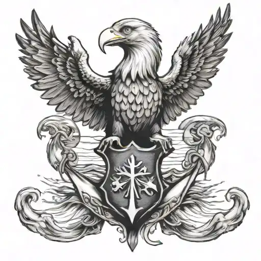 American Eagle Pulling A Navy Senior Chief Anchor Out Of Water