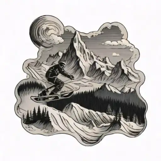 Mountains With Snow On Them And A Person Skiing
