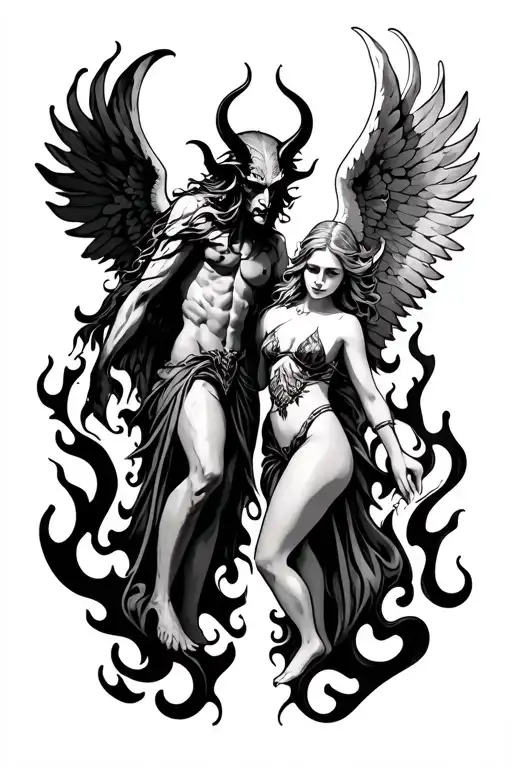 Devil And Angel In Flames Left Arm Sleeve
