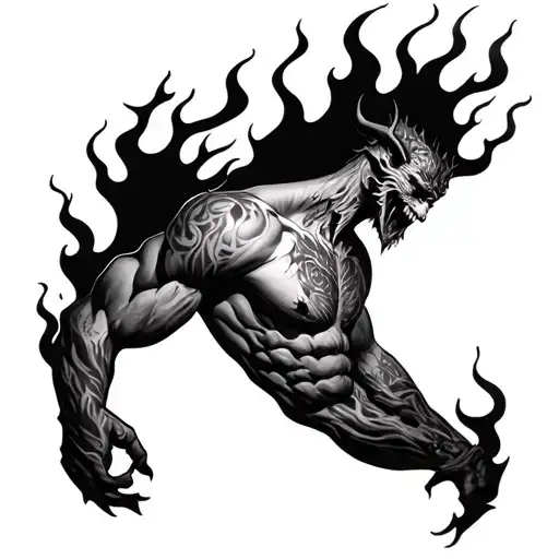 Devil In Flames Left Arm Sleeve