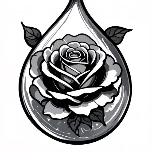 Tear Drop With A Rose Inside Of It