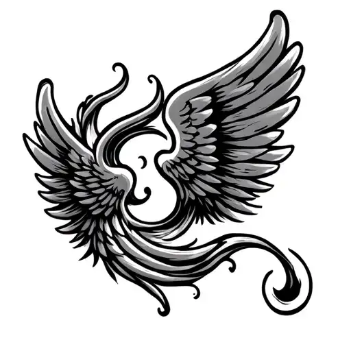 Wings Belly Button Sign And Waves
