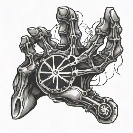 Skeleton Hand With Protection Runes On The Fingers