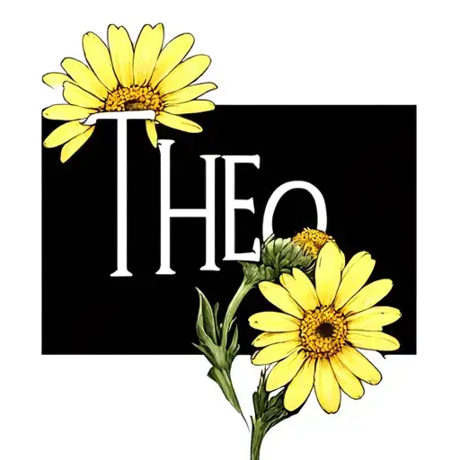 The Name Theo With A Yellow Daisy Flower