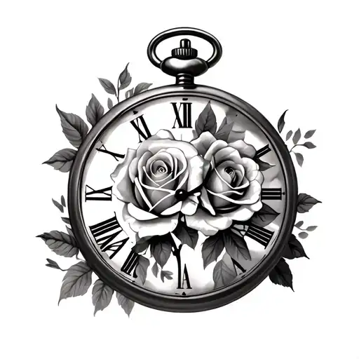Pocket Watches With Rose And Eleanor Flowers