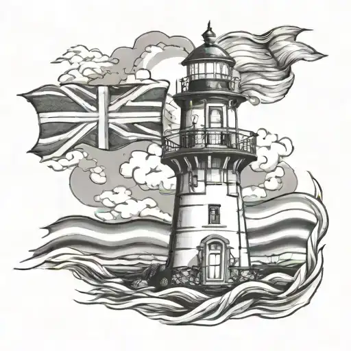 Lighthouse With Nova Scotia Flag Intertwined