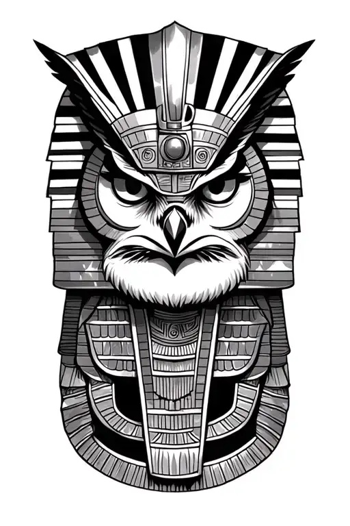Space Theme With Egyptians King With Owl