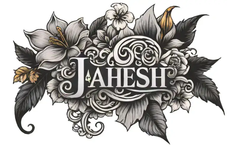 The Name Of Jahseh Surrounded By Flowers Blooming