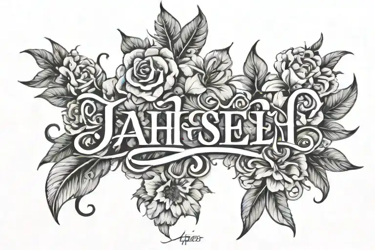 The Name Of Jahseh Surrounded By Flowers Blooming