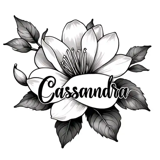 Cassandra Script Next To Magnolia Flower Blooming