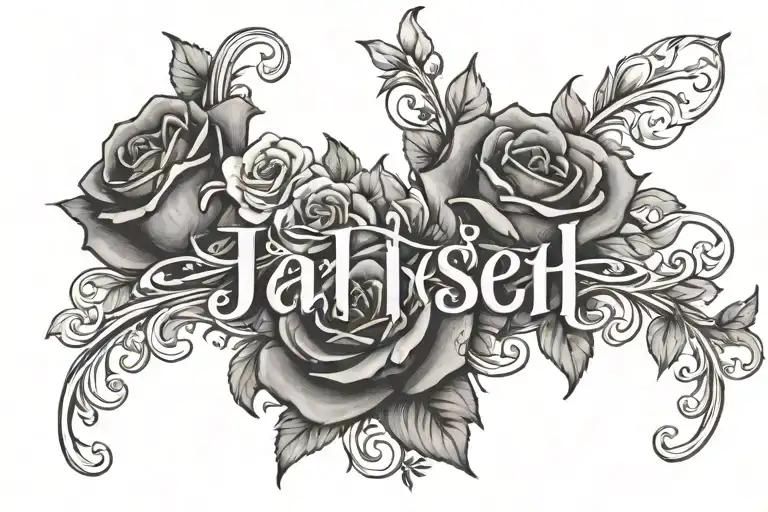 The Name Of Jahseh Surrounded By Flowers And Roses