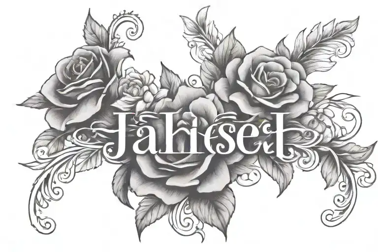 The Name Of Jahseh Surrounded By Flowers