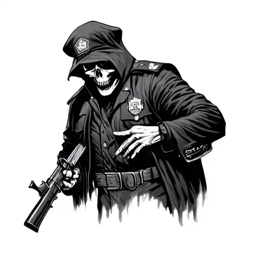 Grim Reaper Robbing Cop