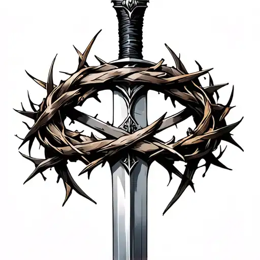 Sword With Crown Of Thorns Wrapped