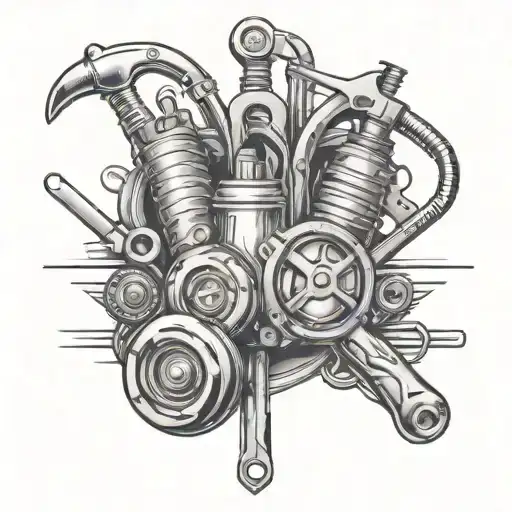 Nursing Tools And Mechanic Tools Arranged