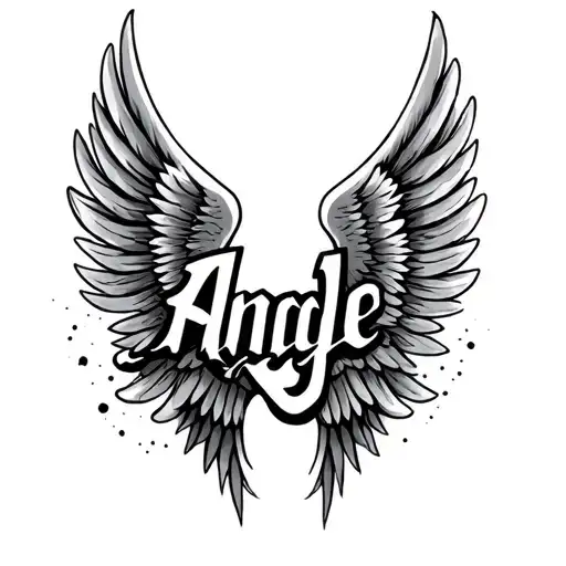 Wings Where In The Middle Stands The Word Angle In Cursive