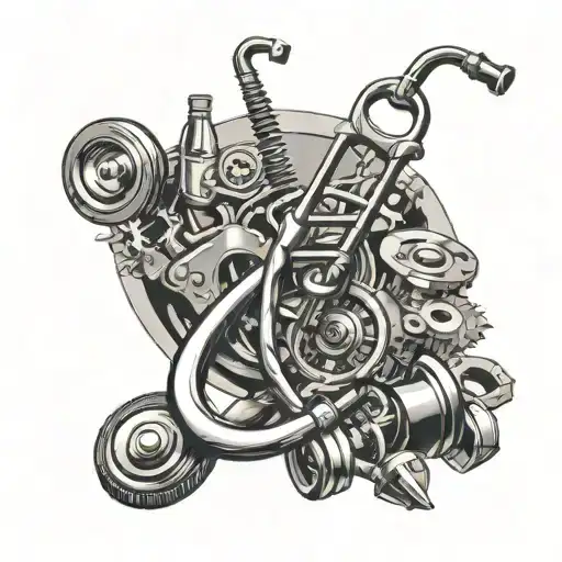Stethoscope And Mechanic Tools Intertwined