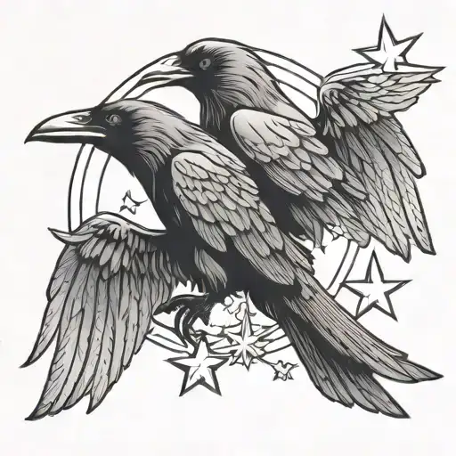 Crow With Three Stars
