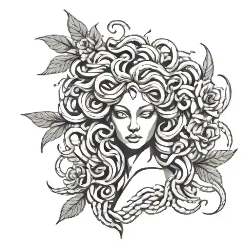 Medusa Hair Strength Fight Flowers Happiness