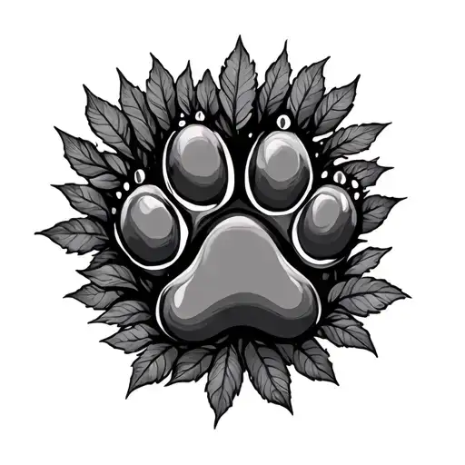 Tree With Leaf Dog Paw Print