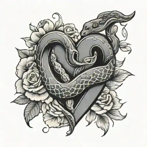 Snake Heart Hands Hug Flowers