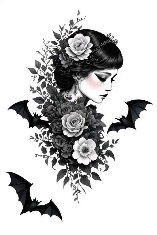 Ralana With Flowers And Bats