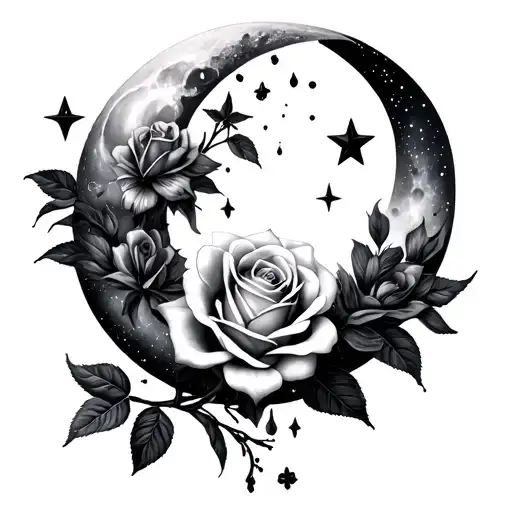 Roses Stars Moon