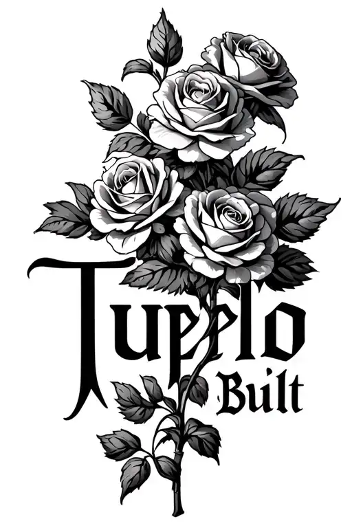 Carnations And Roses Intertwined With The Word Tupelo Built In