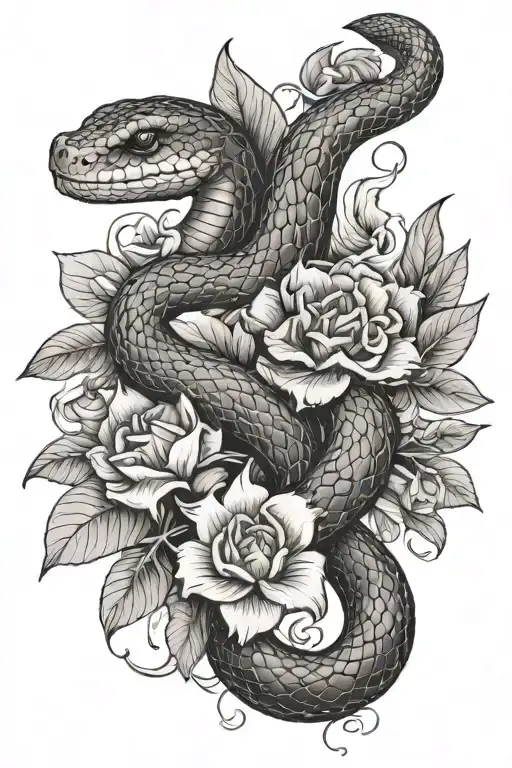 Snake And Flowers Intertwined