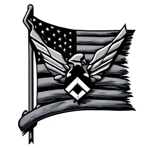 Air Force Logo With Flag Intertwined