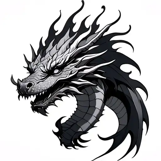 Dragon With Fire Flames