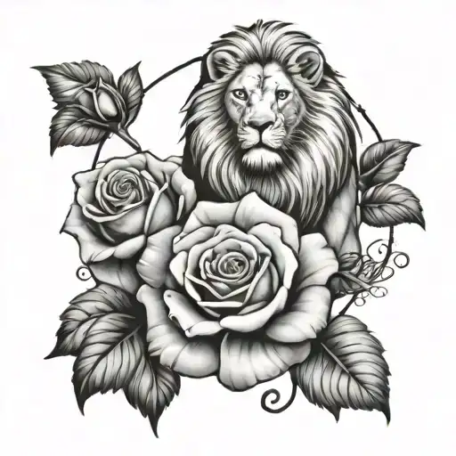 A Compas Under A Rose And A Lion