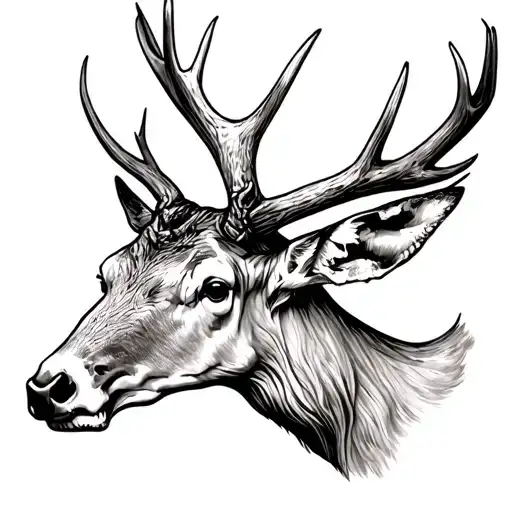 Dead Dear Head With Roman Numeral Dates In The Stem Of The Antler