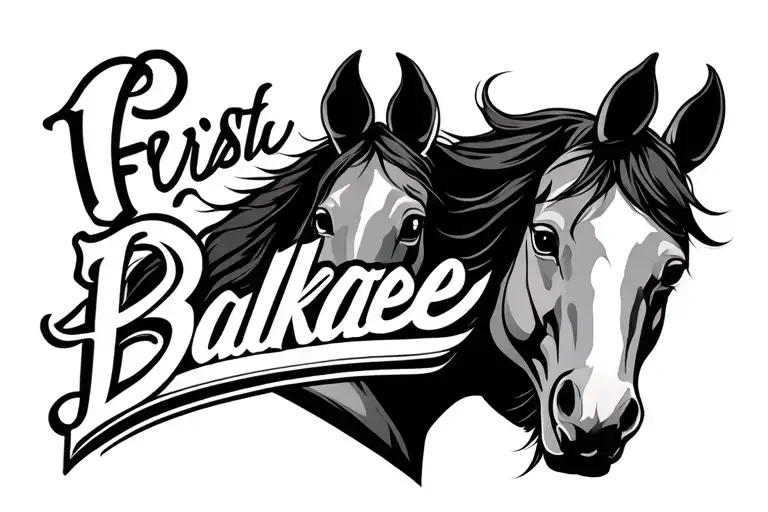 First Name Balkatee With A Horse Head To The Right Of The First Name That Looks To The Left