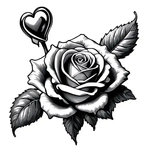 Rose With Heart On Top Of A Dopamine Chemical Tructure On Top Of A Sailor