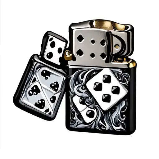 Zippo Lighter With Smoke And Domino Design On The Zippo