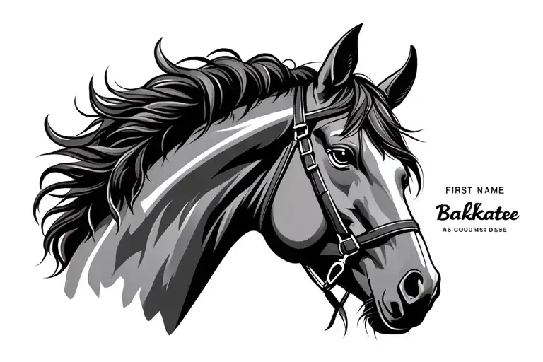 First Name Balkatee With A Horse Head Looking To The Left