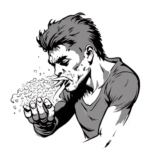 Guy Snorting Line Of Cocaine