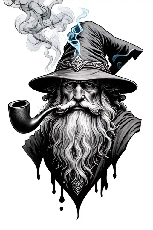 Lord Of The Rings Gandalf Holding The Ring Smoking His Pipe With Smoke Around