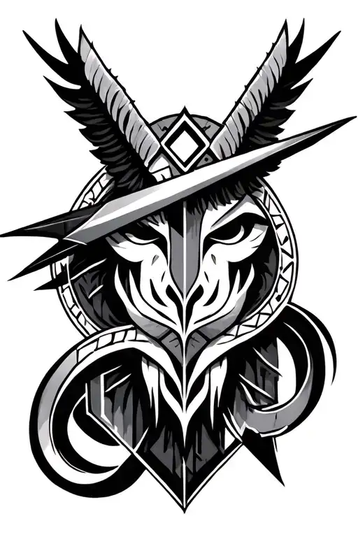 Norse Symbolism With Geometric Shapes Incorporated Symmetrical