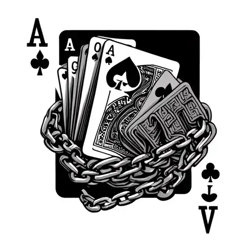 All The Aces In A Deck Of Card Fanned With A Chain Sinched Around The Middle With Pad Locks