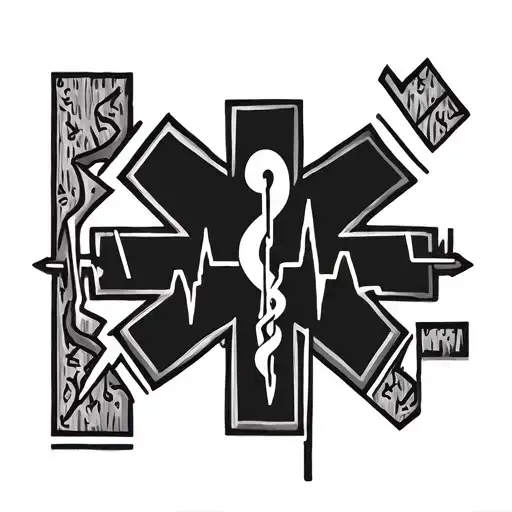 Star Of Life With A Wheelchair And A Broken Ekg Line With A Semicolon