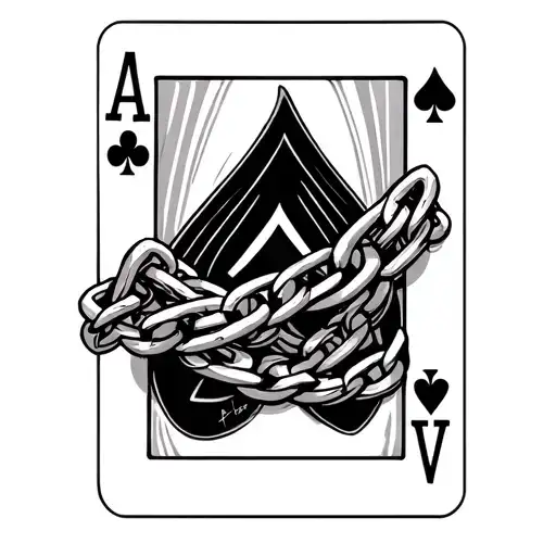All The Aces In A Deck Fanned With A Chain Sinched Around The Middle With Pad Locks