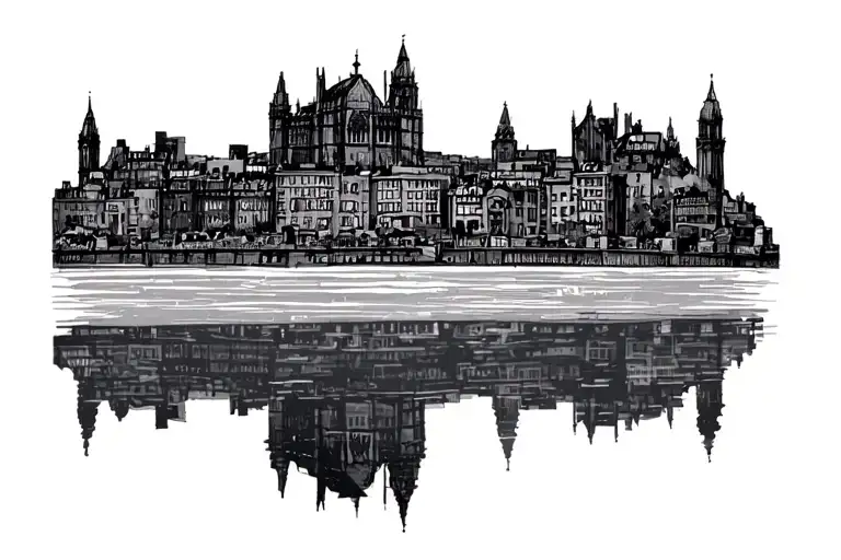 Edinburgh Skyline Line Art