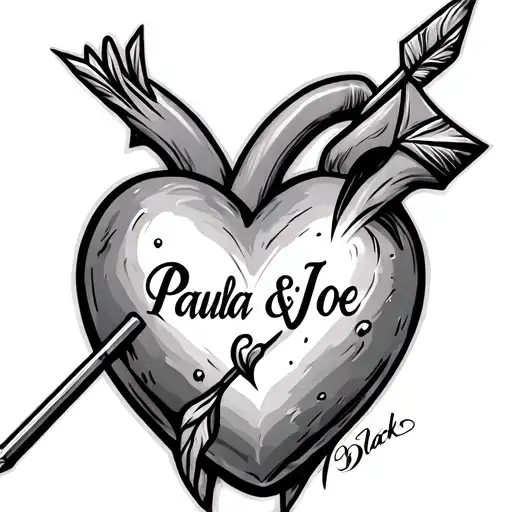 Heart With An Arrow Through It With The Words Paula & Joe