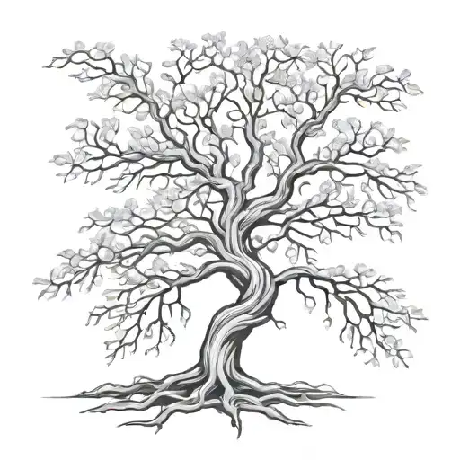 Tree Black And White Tattoo Design