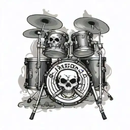 Acoustic Drum Kit With Skulls And Diego's Name